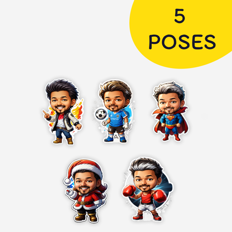 Photo-to-Cartoon Stickers - Pack of 5