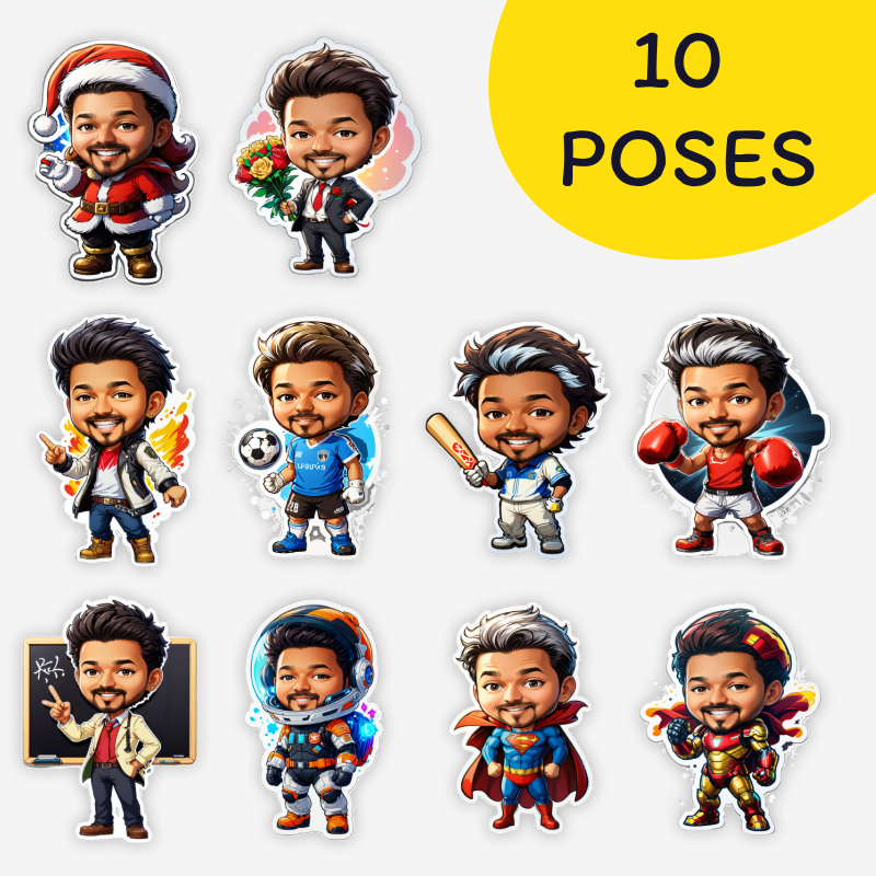 Photo-to-Cartoon Stickers - Pack of 10