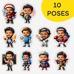 Photo-to-Cartoon Stickers - Pack of 10